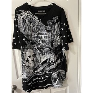 Contender‎ Graphic T-Shirt – Bold All-Over Money & Eagle Print – Size XL